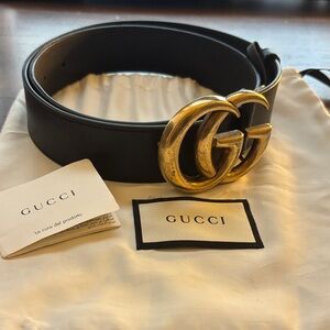 Gucci GG Marmont Wide Belt - Black - Size 85